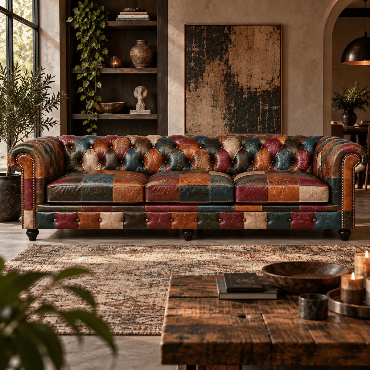 Kingsford – Patchwork Special Edition Top Grain Buffalo Leather Sofa - Kukuu Sofa