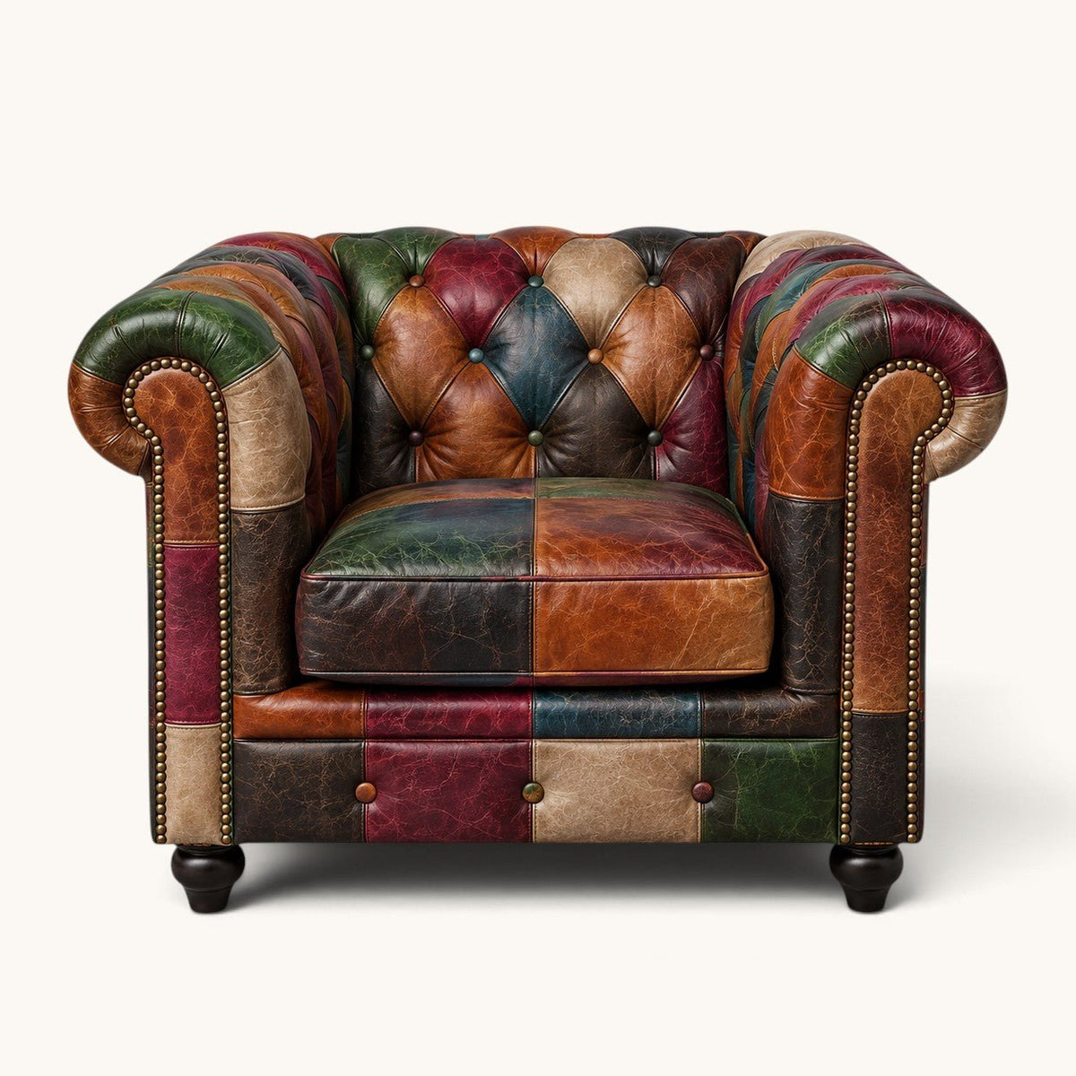 Kingsford – Patchwork Special Edition Top Grain Buffalo Leather Sofa - Kukuu Sofa