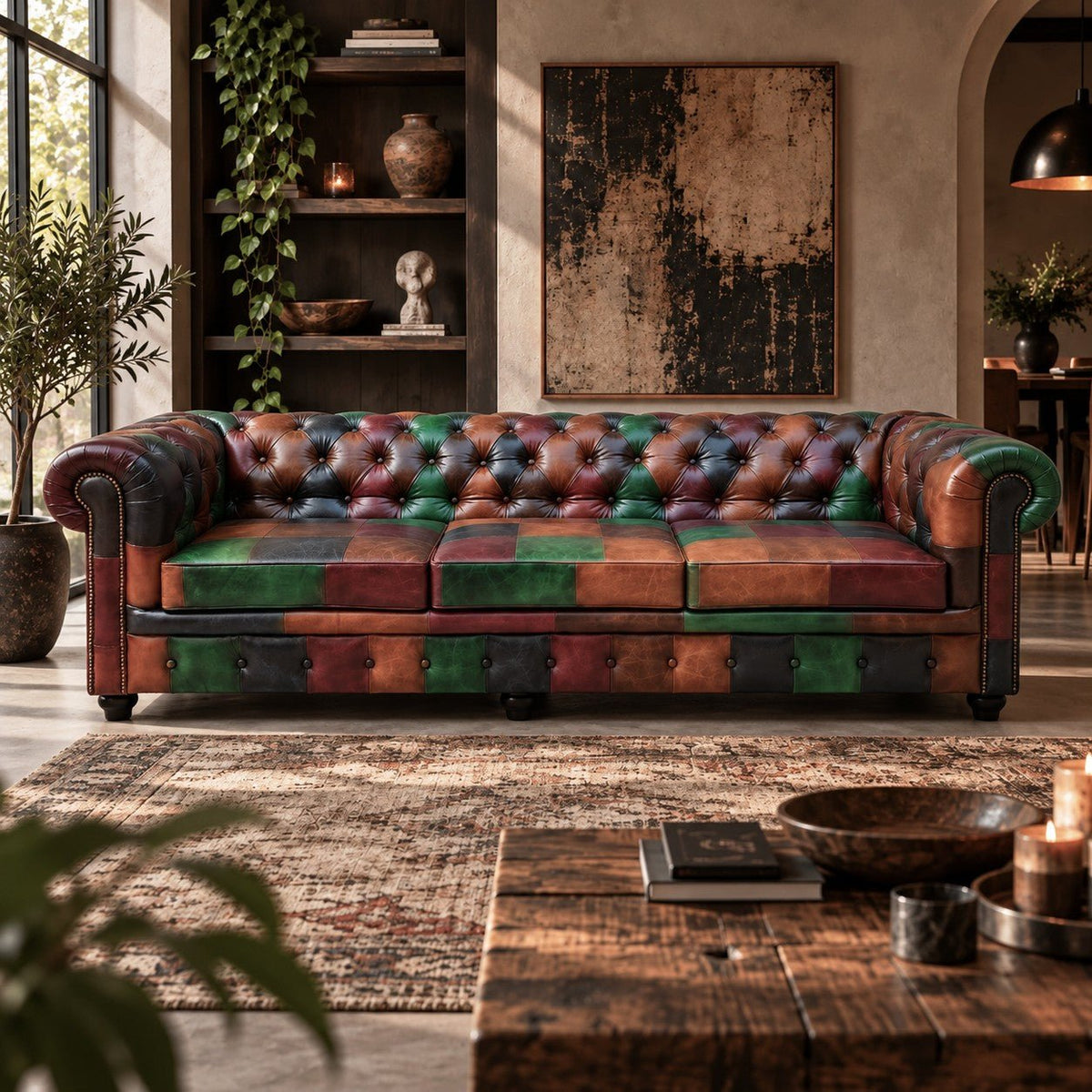 Kingsford – Patchwork Special Edition Top Grain Buffalo Leather Sofa - Kukuu Sofa