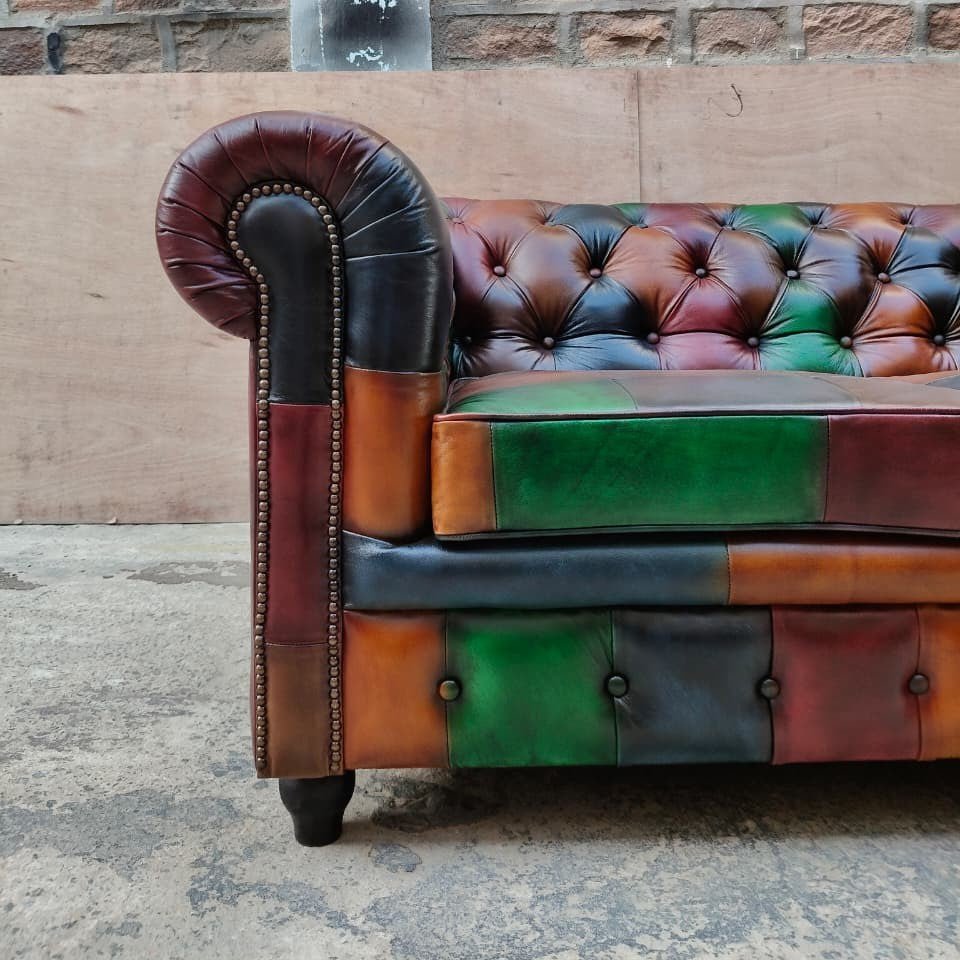 Kingsford – Patchwork Special Edition Top Grain Buffalo Leather Sofa - Kukuu Sofa