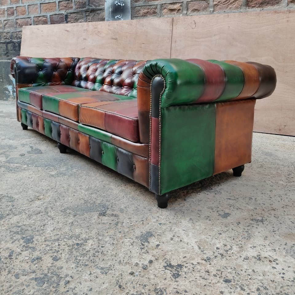 Kingsford – Patchwork Special Edition Top Grain Buffalo Leather Sofa - Kukuu Sofa