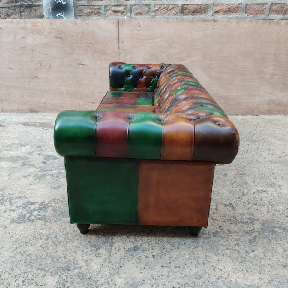 Kingsford – Patchwork Special Edition Top Grain Buffalo Leather Sofa - Kukuu Sofa