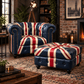 Kingsford – Union Jack Special Edition Hand Painted Top Grain Buffalo Leather Ottoman - Kukuu Sofa