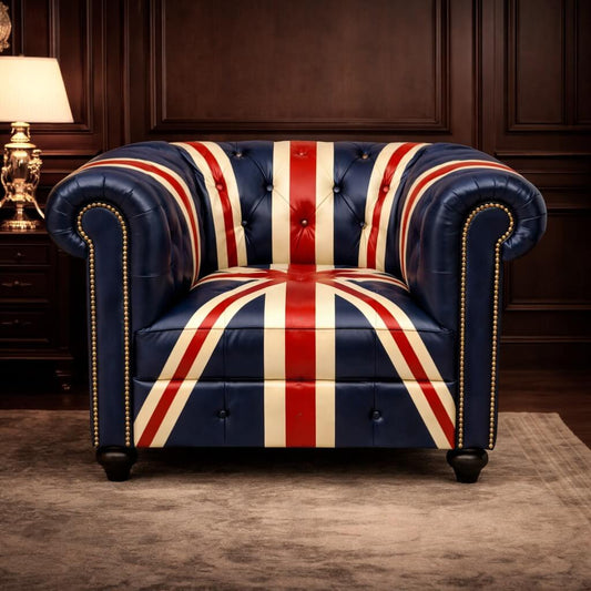 Kingsford – Union Jack Special Edition Hand Painted Top Grain Buffalo Leather Sofa - Kukuu Sofa