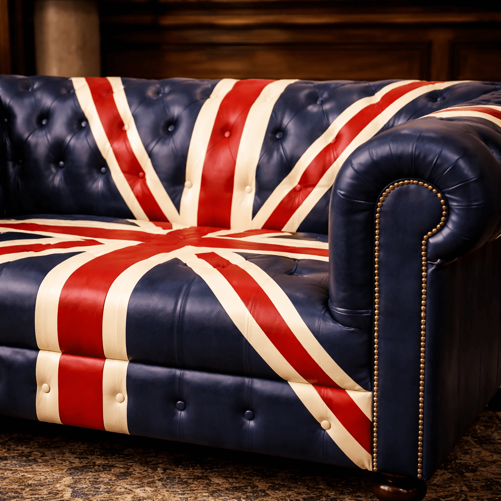 Kingsford – Union Jack Special Edition Hand Painted Top Grain Buffalo Leather Sofa - Kukuu Sofa