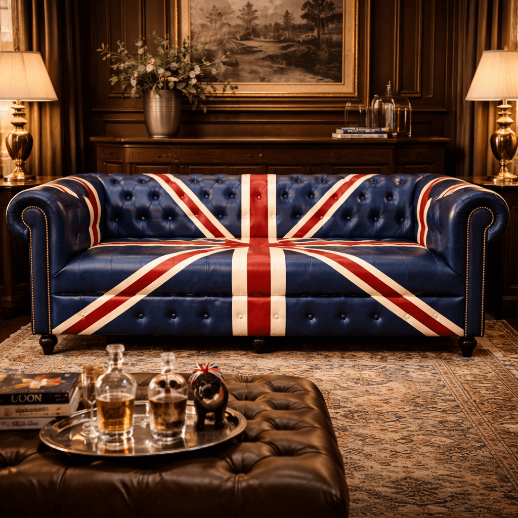 Kingsford – Union Jack Special Edition Hand Painted Top Grain Buffalo Leather Sofa - Kukuu Sofa