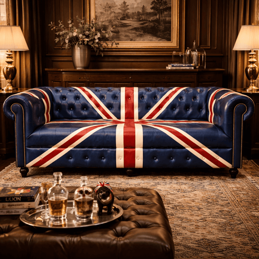 Kingsford – Union Jack Special Edition Hand Painted Top Grain Buffalo Leather Sofa - Kukuu Sofa