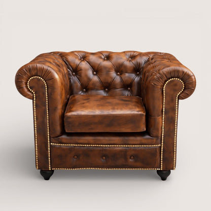 Kingsford - Vintage Brown Top Grain Buffalo Leather Chesterfield sofa - Kukuu Sofa