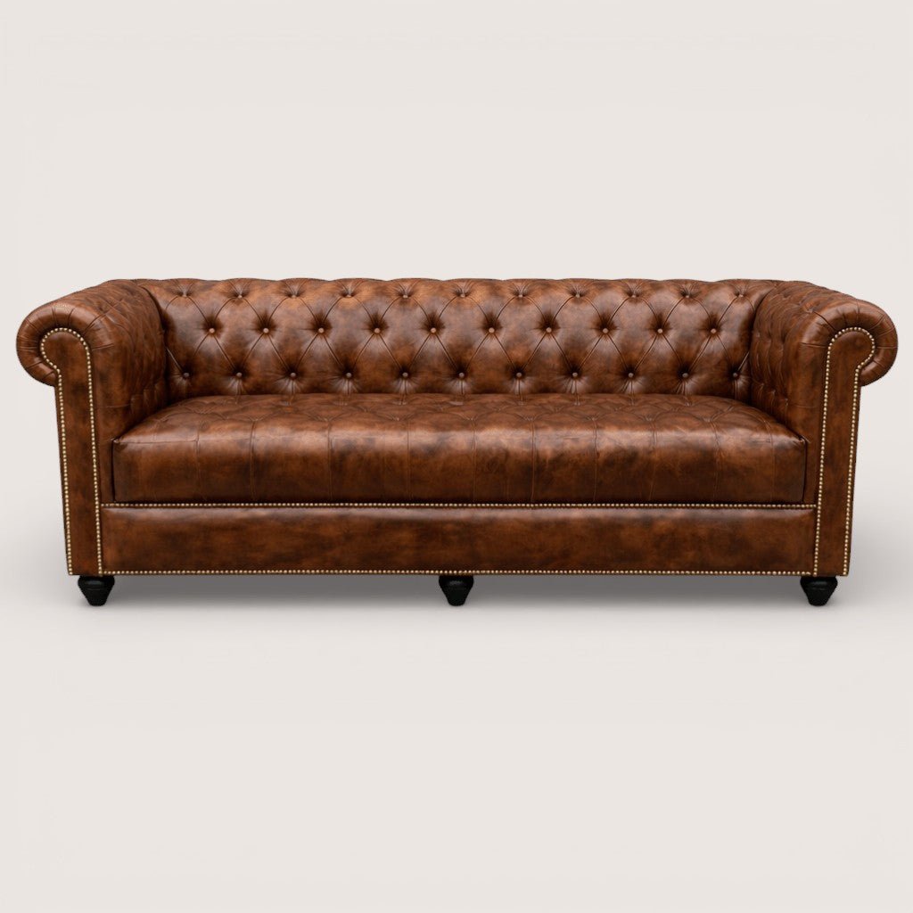 Kingsford - Vintage Brown Top Grain Buffalo Leather Chesterfield sofa - Kukuu Sofa