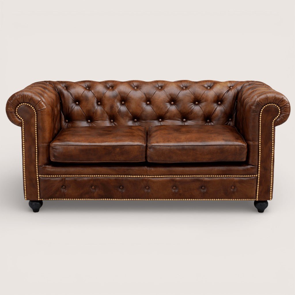 Kingsford - Vintage Brown Top Grain Buffalo Leather Chesterfield sofa - Kukuu Sofa