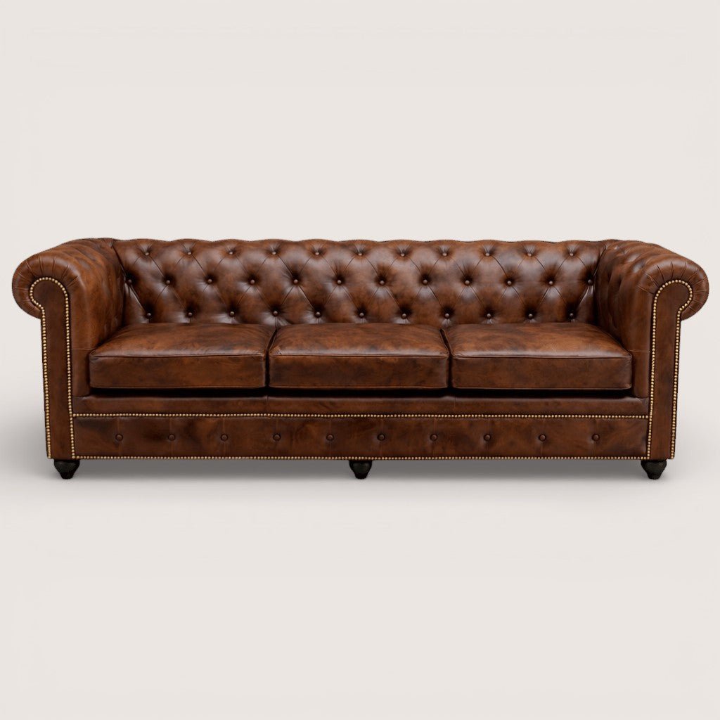 Kingsford - Vintage Brown Top Grain Buffalo Leather Chesterfield sofa - Kukuu Sofa
