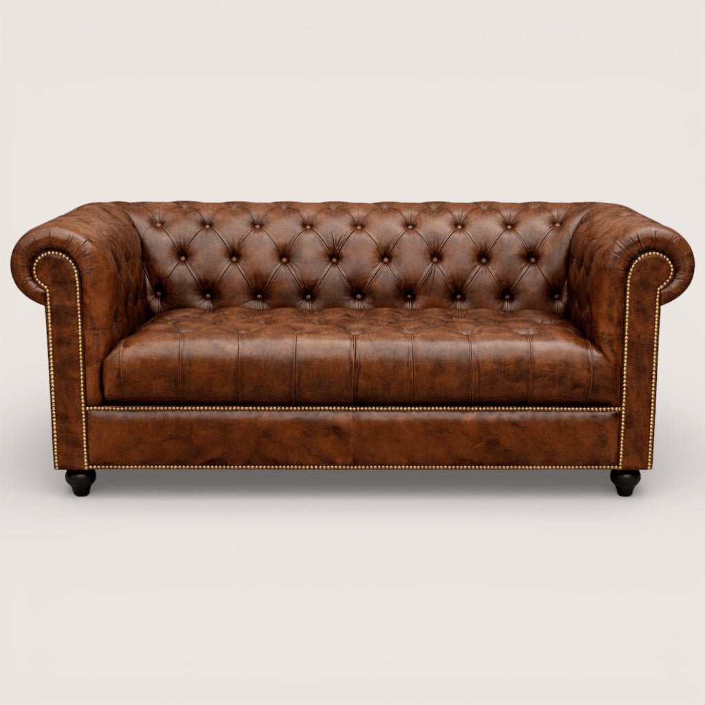 Kingsford - Vintage Brown Top Grain Buffalo Leather Chesterfield sofa - Kukuu Sofa