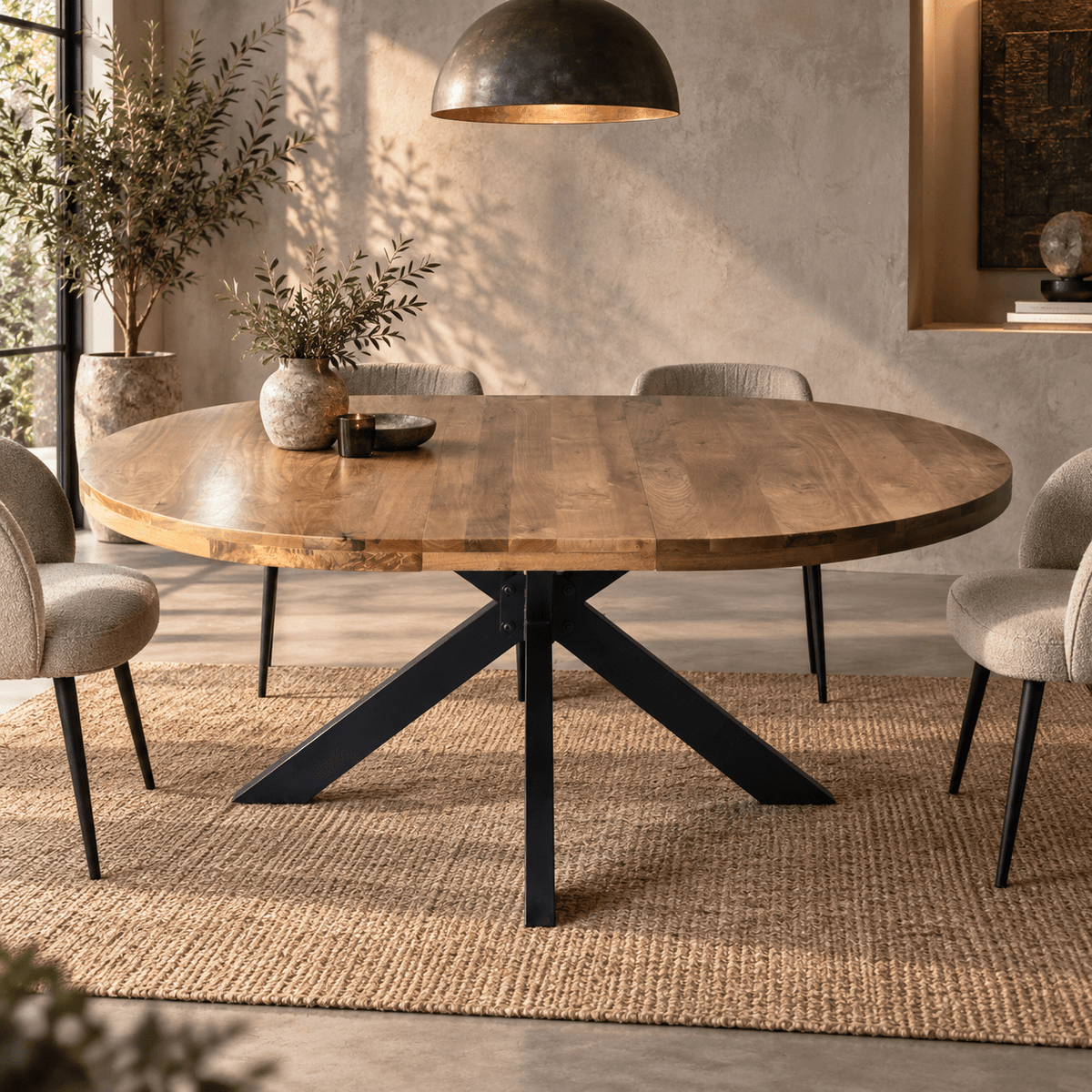 KUKUU Extend-It! – Solid Mango Wood Round Extending Dining Table - Kukuu Sofa