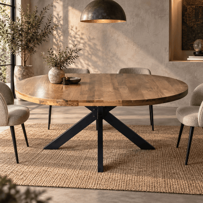 KUKUU Extend-It! – Solid Mango Wood Round Extending Dining Table - Kukuu Sofa