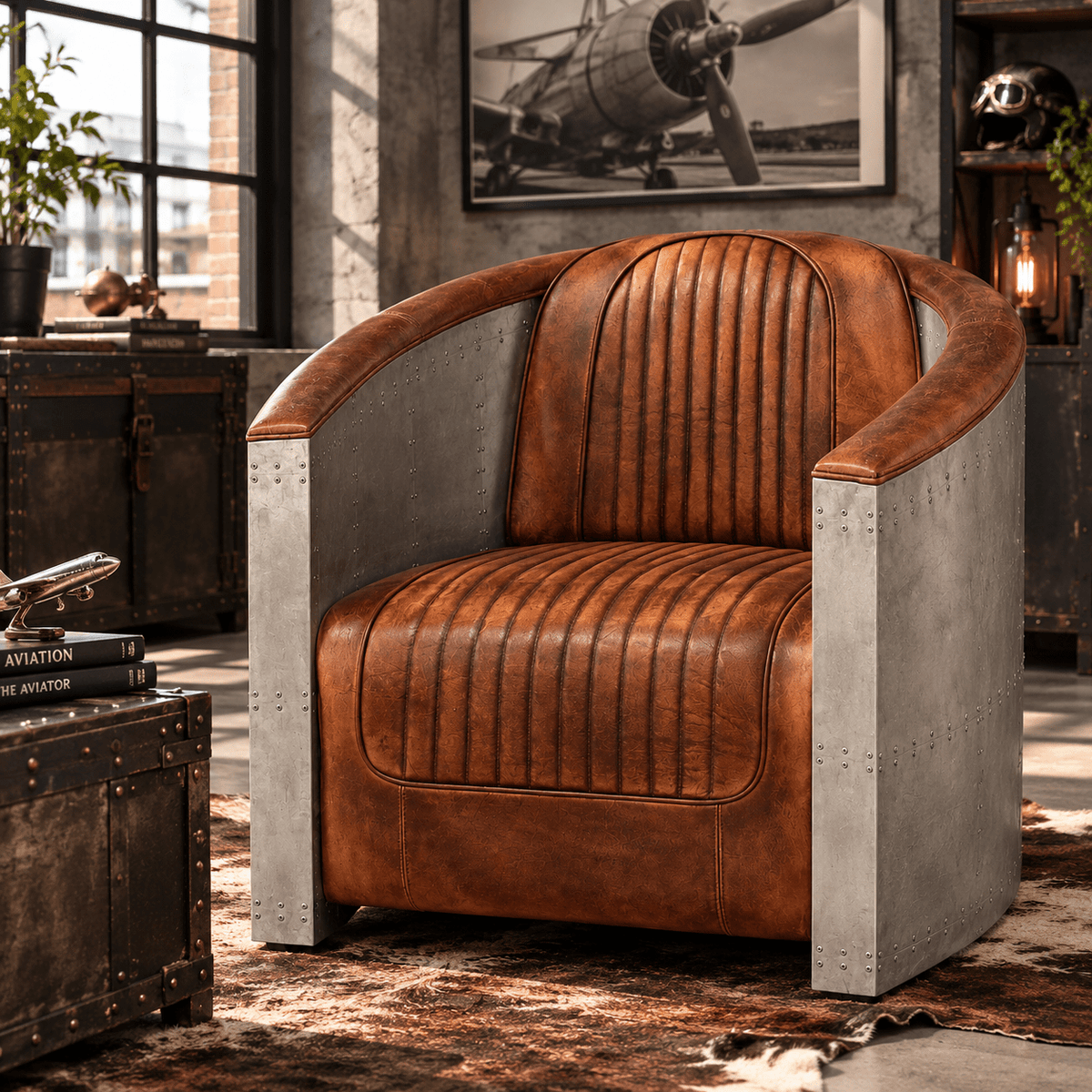 Maverick – Aviator Industrial Aircraft Aluminium 2-Seater Sofa - Kukuu Sofa