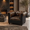 Mayfair Luxury Collection – Distressed Dark Brown Top Grain Buffalo Leather Chesterfield Sofa - Kukuu Sofa