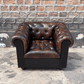 Mayfair Luxury Collection – Distressed Dark Brown Top Grain Buffalo Leather Chesterfield Sofa - Kukuu Sofa