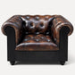 Mayfair Luxury Collection – Distressed Dark Brown Top Grain Buffalo Leather Chesterfield Sofa - Kukuu Sofa