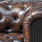 Mayfair Luxury Collection – Distressed Dark Brown Top Grain Buffalo Leather Chesterfield Sofa - Kukuu Sofa