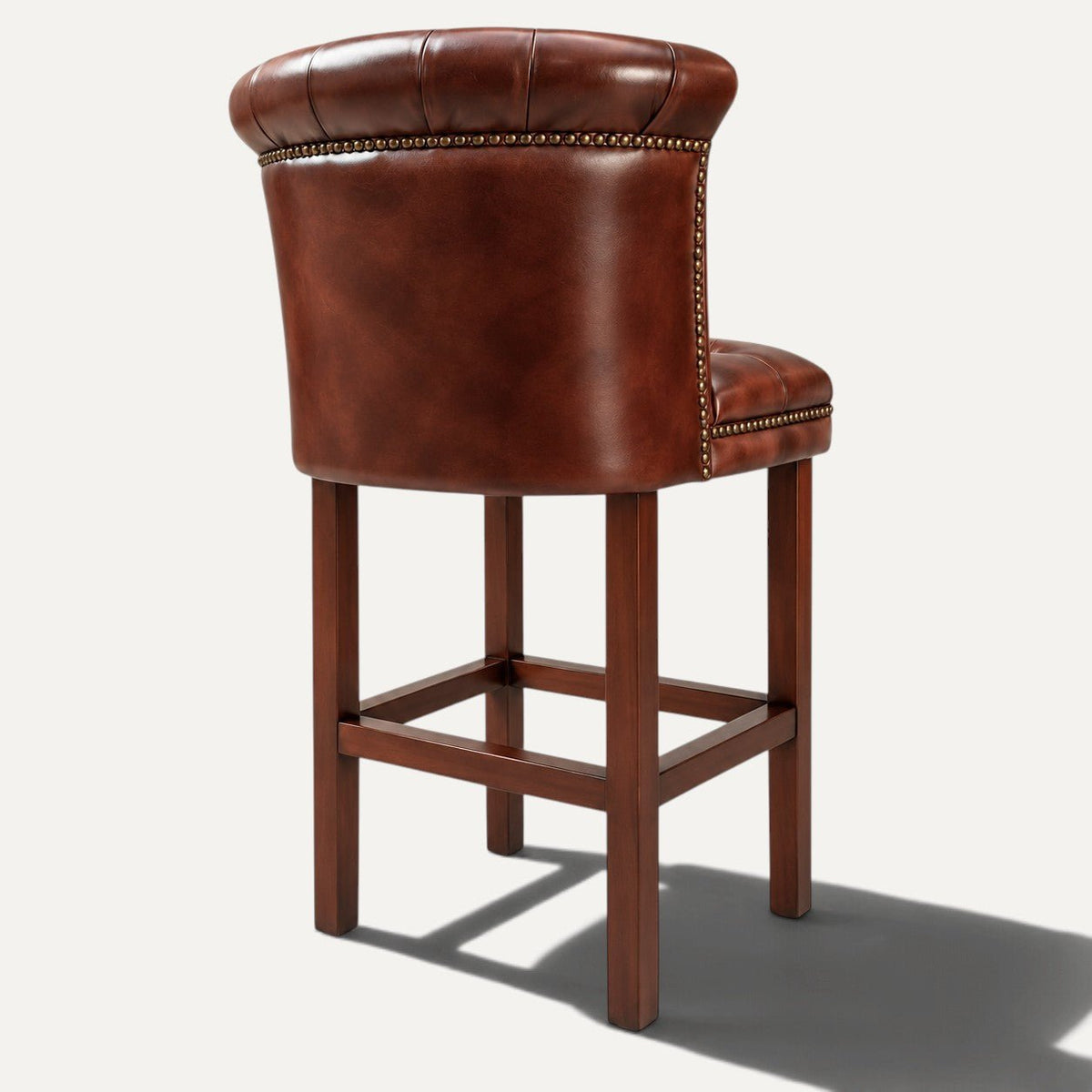Windsor Chesterfield Genuine Leather Bar Stool – Vintage Brown | KUKUU Sofa - Kukuu Sofa