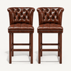 Windsor Chesterfield Genuine Leather Bar Stool – Vintage Brown | KUKUU Sofa - Kukuu Sofa