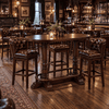 Windsor Traditional Oval Wooden Bar & Pub Poseur Table – Dark Brown - Kukuu Sofa
